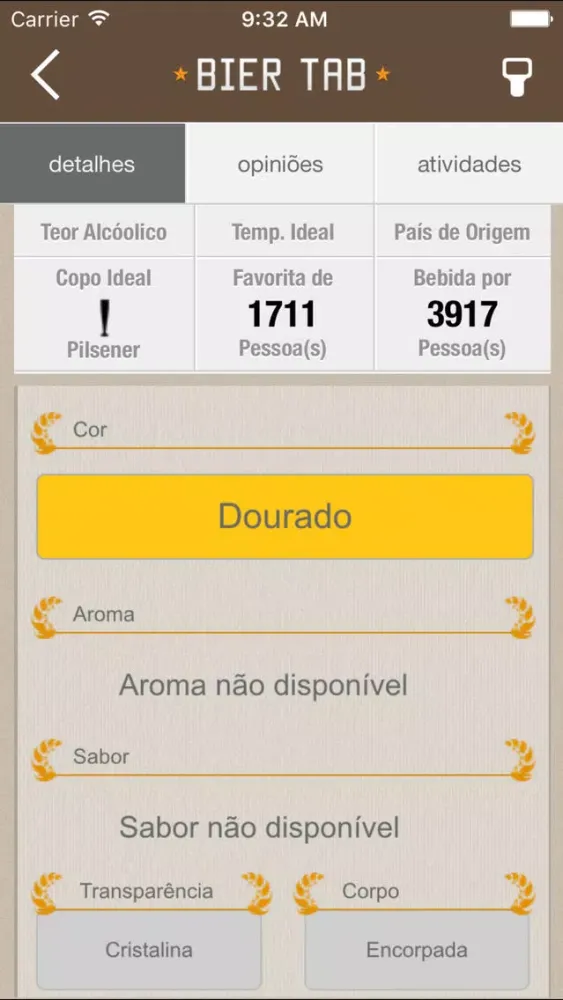Ảnh chụp màn hình của Bier Tab Cervejas