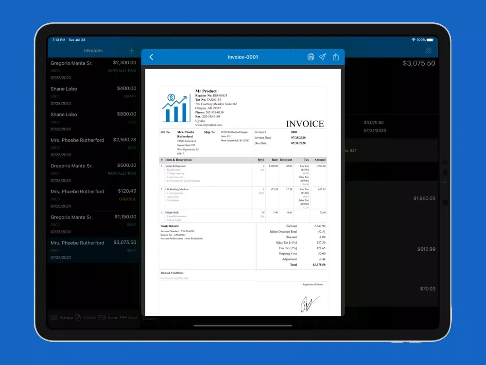 Zrzuty ekranu Mr Invoice - Accounting App iPad 
