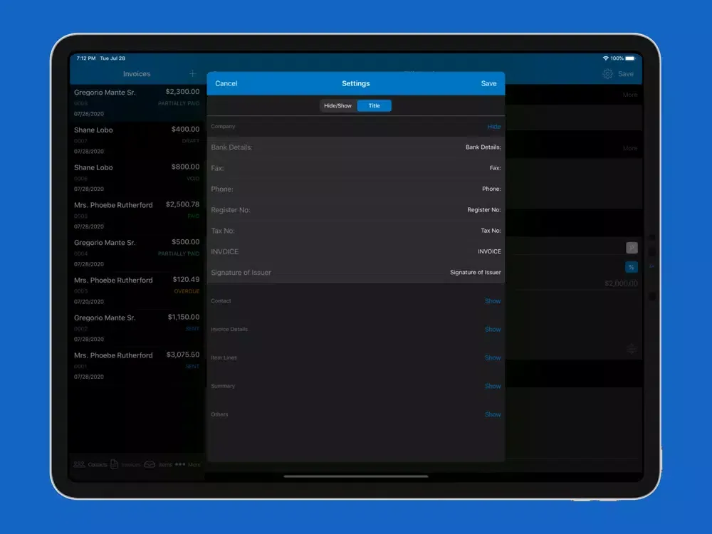 Zrzuty ekranu Mr Invoice - Accounting App iPad 
