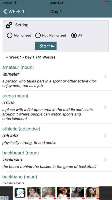 American English Vocabulary (Learn and Test) Ekran Görüntüleri