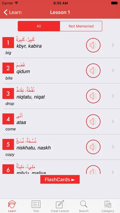 Arabic Vocabulary Learning Screenshots