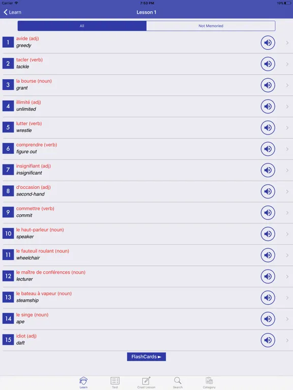 Captures d'écran de Learning French Vocabulary iPad 