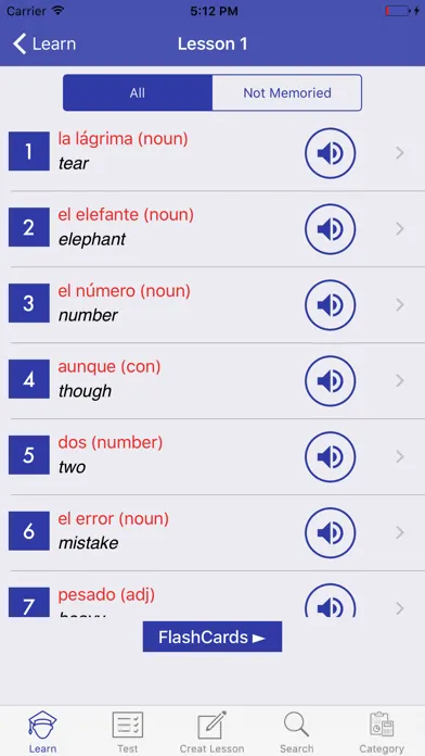 Spanish Vocabulary スクリーンショット