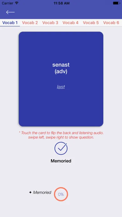 Capturas de tela do Learn Swedish Vocabulary