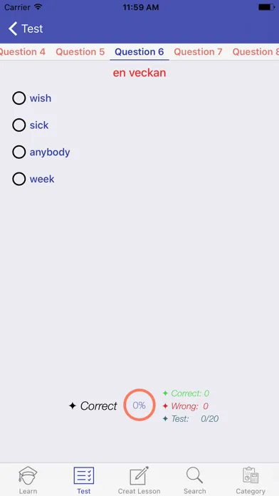 Capturas de tela do Learn Swedish Vocabulary