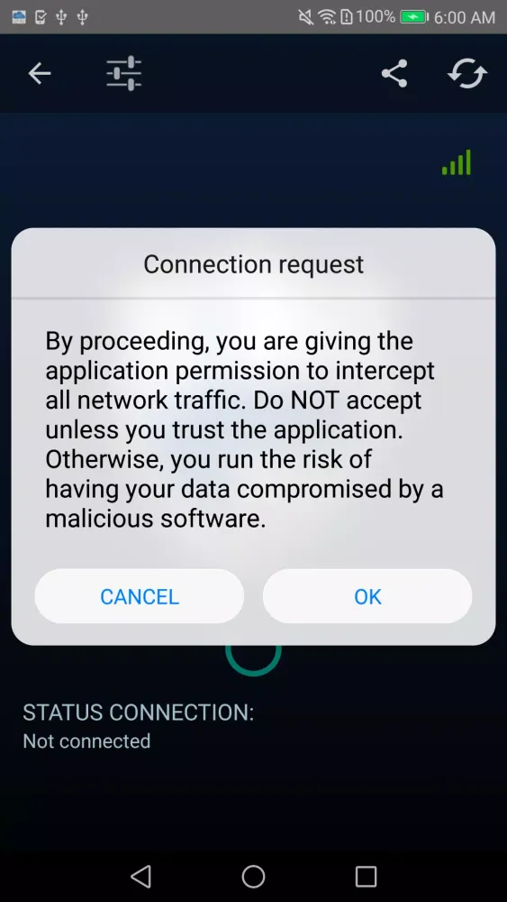 Tangkapan layar MRT VPN
