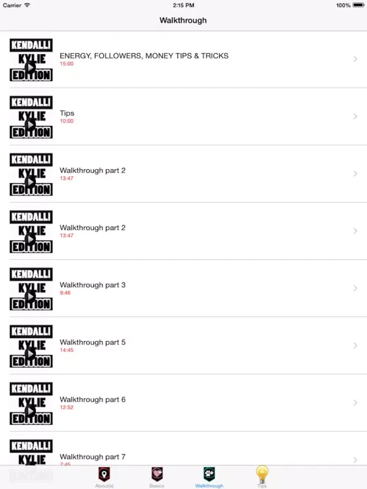 Ảnh chụp màn hình của Edition for Kendall and Kylie iPad 