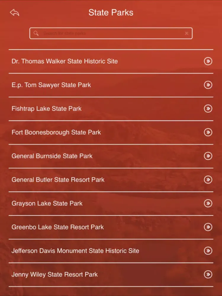 Tangkapan layar Kentucky State Parks, Trails & Campgrounds iPad 