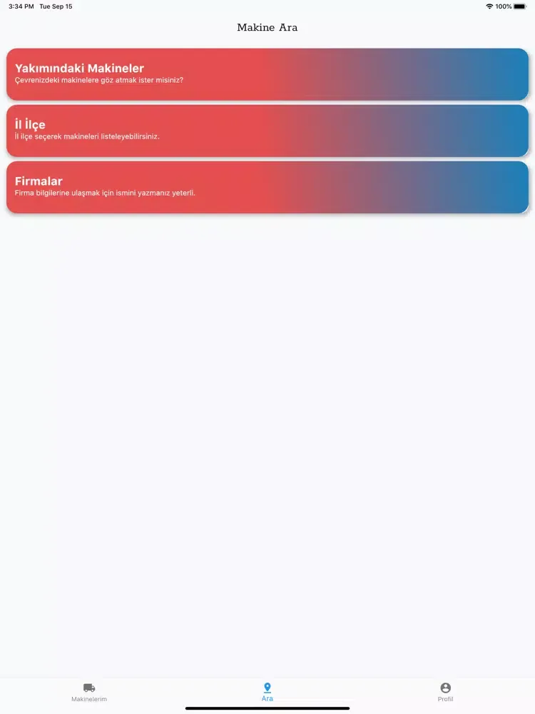 Tangkapan skrin İş Makinasi Bul iPad 
