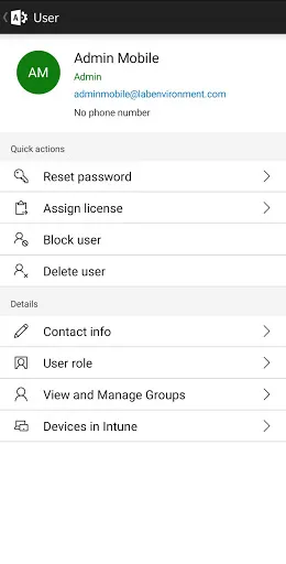 Captures d'écran de Microsoft 365 Admin