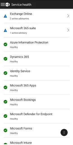 Captures d'écran de Microsoft 365 Admin
