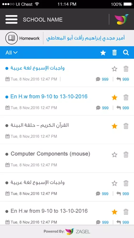 Capturas de tela do Zagel App for schools