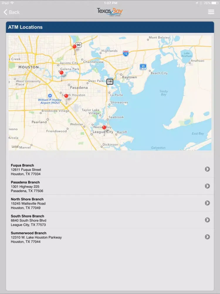 Скриншоты Texas Bay Credit Union iPad 