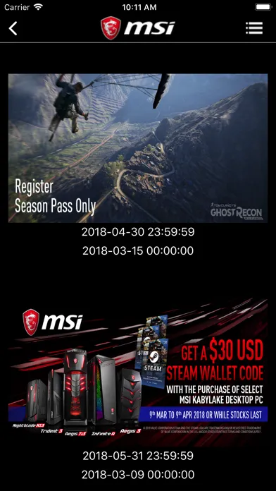Tangkapan layar MSI Graphics Card