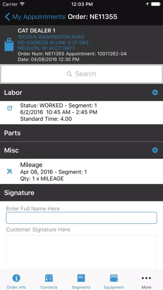 Tangkapan skrin Service Pro Mobile 2.13