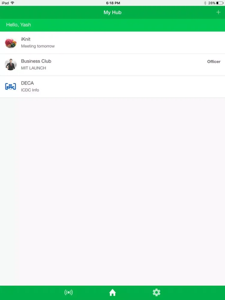 Tangkapan layar WarriorHub iPad 