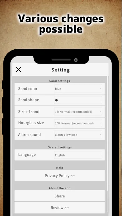 Screenshot di hourglass alarm timer