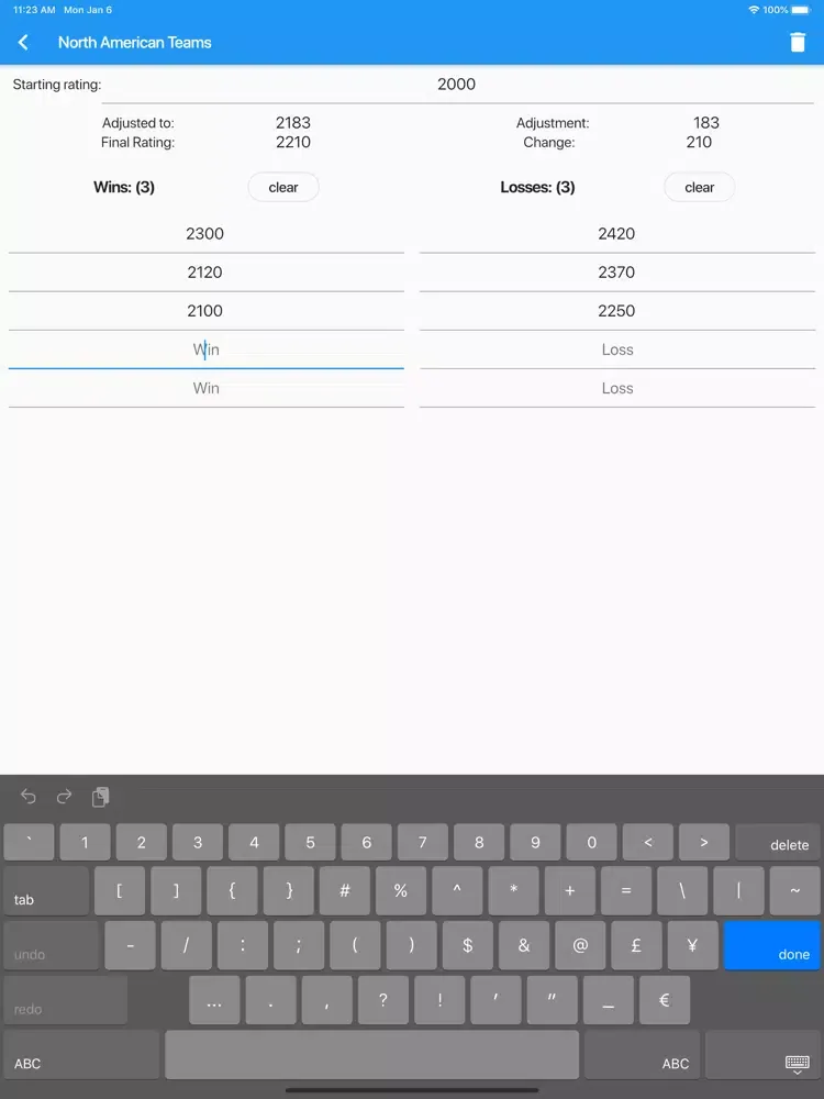 صور Table Tennis Rating Calculator iPad 