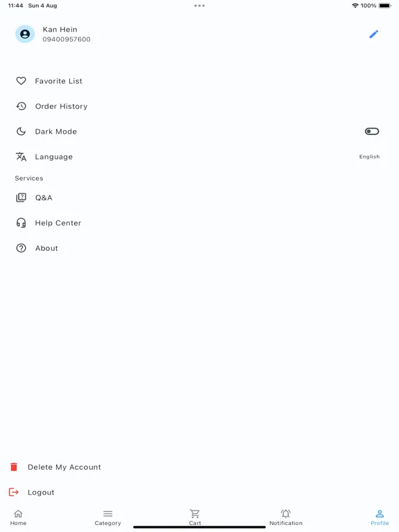 Ảnh chụp màn hình của MSN Ecommerce iPad 