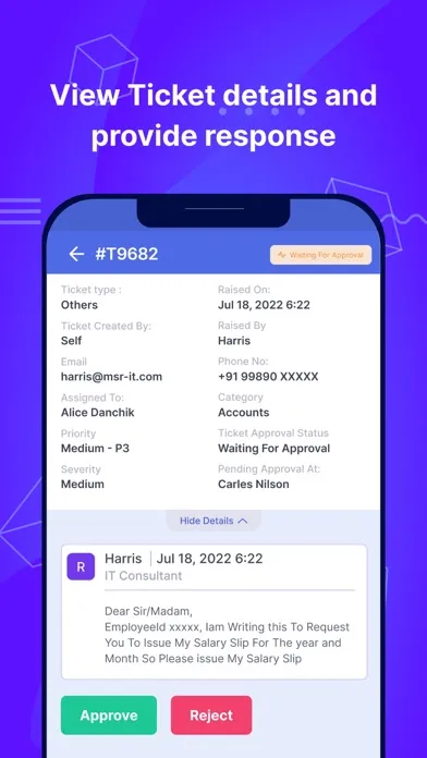 MSR Ticketing: Service Request Screenshots