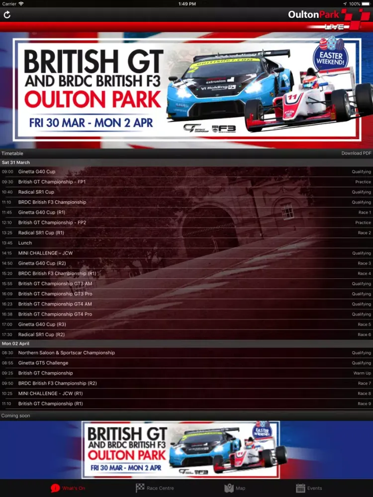 Zrzuty ekranu Oulton Park LIVE! iPad 