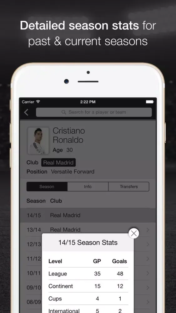 Tangkapan layar IFDb - International Football Database