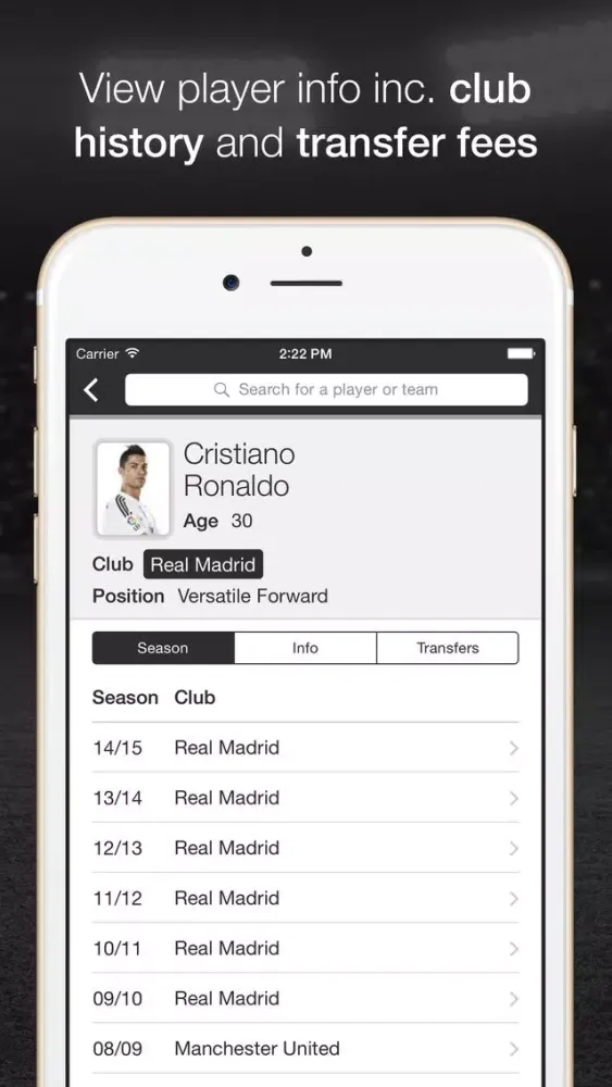 Tangkapan layar IFDb - International Football Database