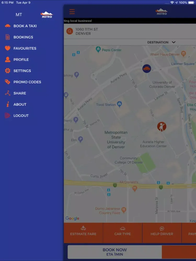Denver Taxi App iPad  স্ক্রিনশট