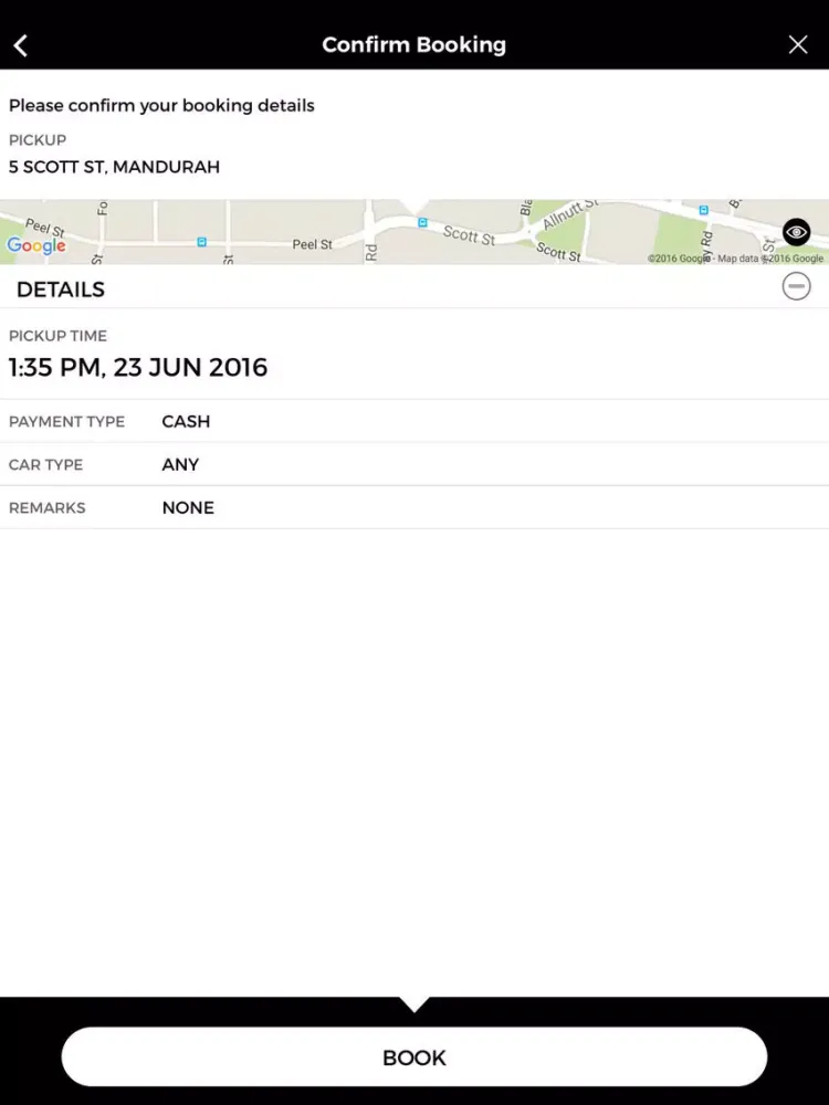 Tangkapan layar BWC Mandurah iPad 
