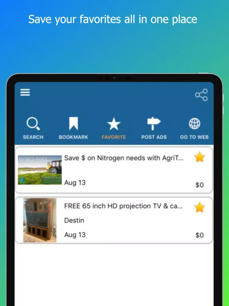 Classified Listings Mobile iPad  Screenshots