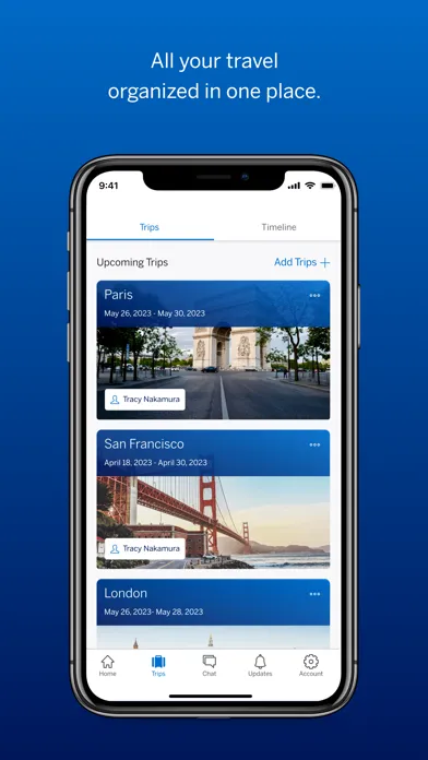 Ảnh chụp màn hình của Amex GBT Mobile