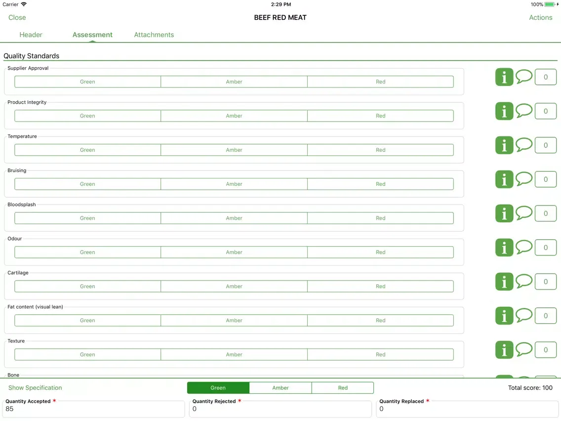 Tangkapan skrin Greenlight Quality Control iPad 