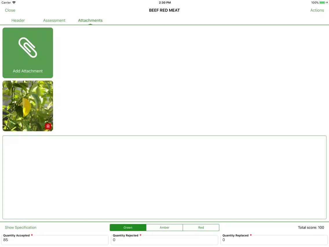 Tangkapan skrin Greenlight Quality Control iPad 