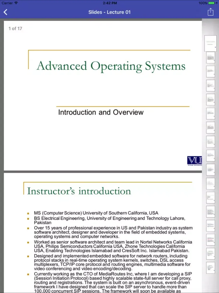 CS703 - Advanced Operating Systems iPad スクリーンショット