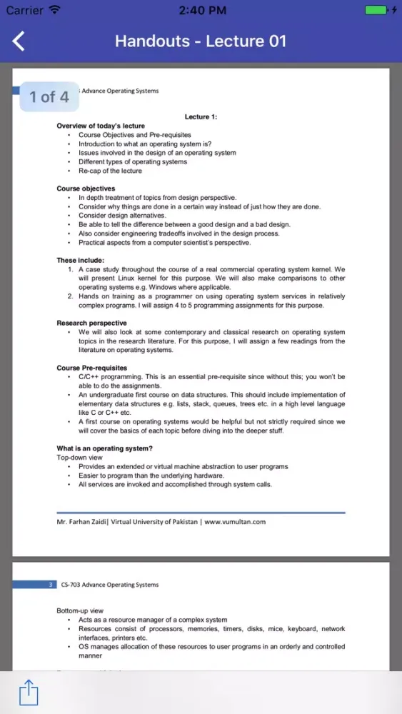 CS703 - Advanced Operating Systems スクリーンショット