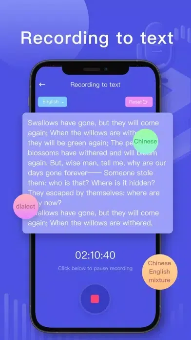Voice Memo-Speech to Text Screenshots