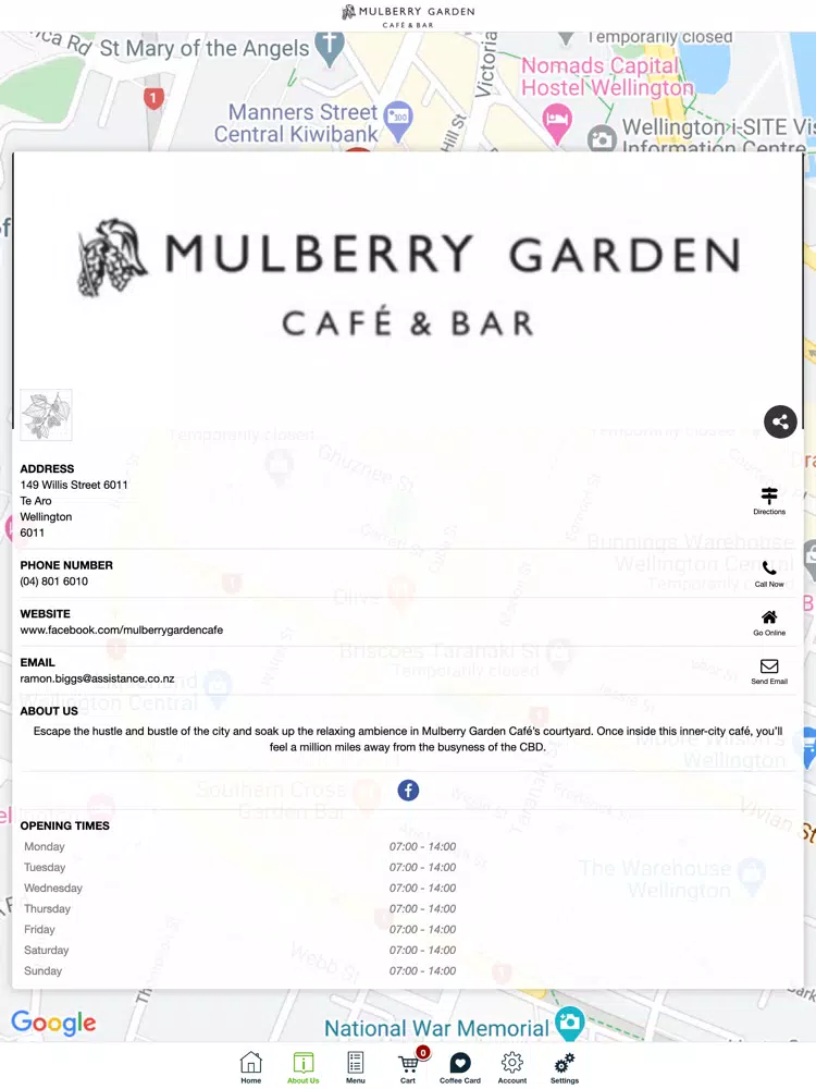 Tangkapan skrin Mulberry Garden Cafe iPad 