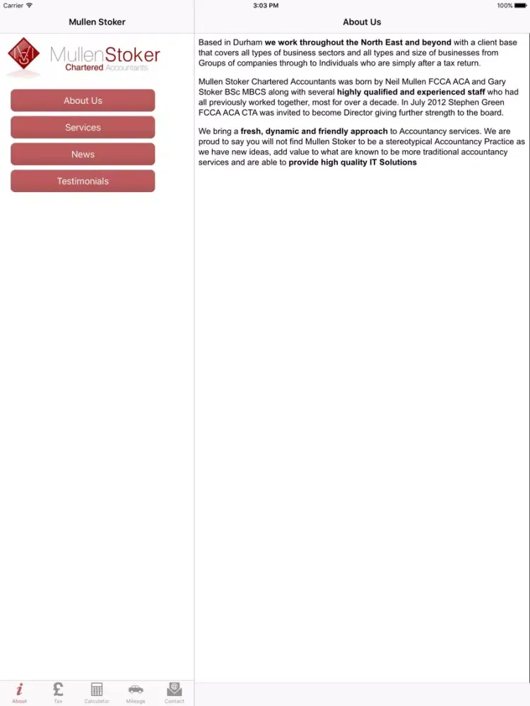 Captures d'écran de Mullen Stoker UK Tax App iPad 