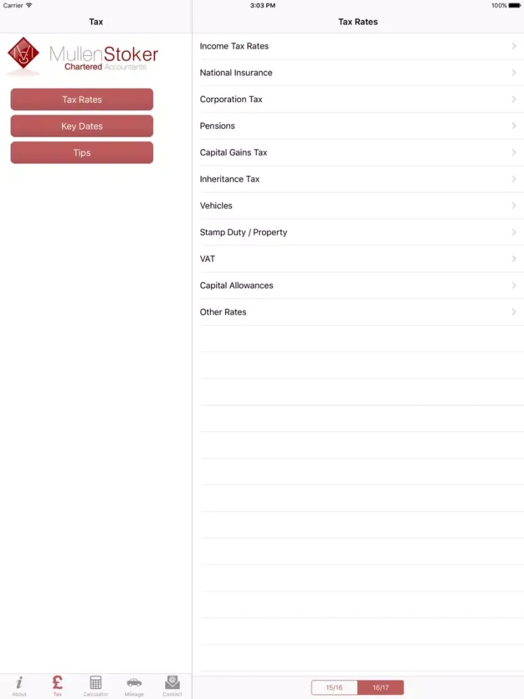 Captures d'écran de Mullen Stoker UK Tax App iPad 