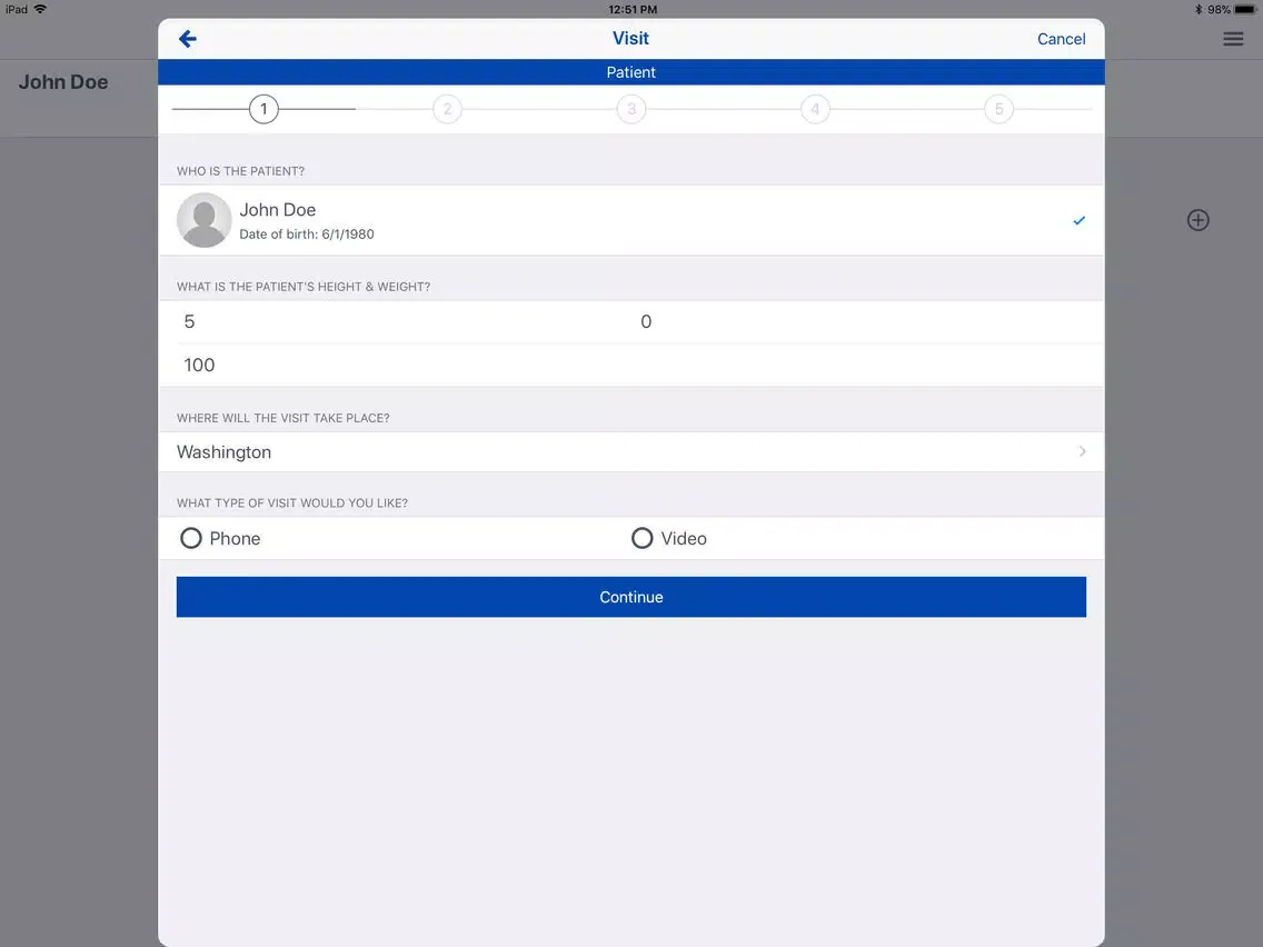 ภาพหน้าจอของ MultiCare Virtual Care iPad 