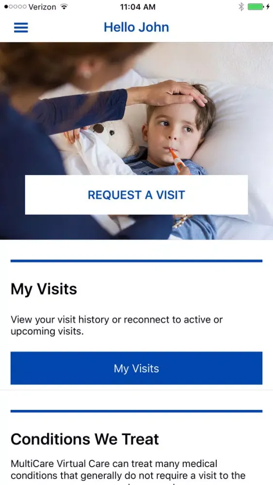 ภาพหน้าจอของ MultiCare Virtual Care