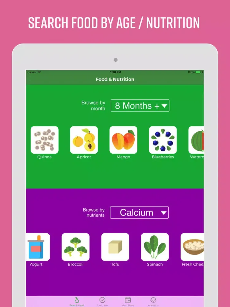 تصاویر Baby Meal Planner & Food Guide iPad 