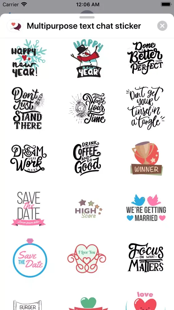 ภาพหน้าจอของ Multipurpose text chat sticker