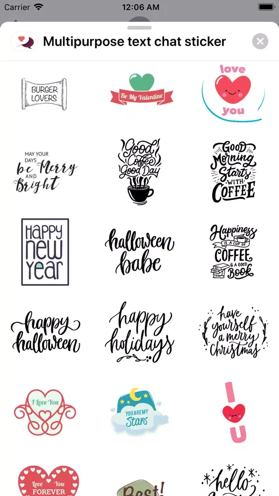 ภาพหน้าจอของ Multipurpose text chat sticker