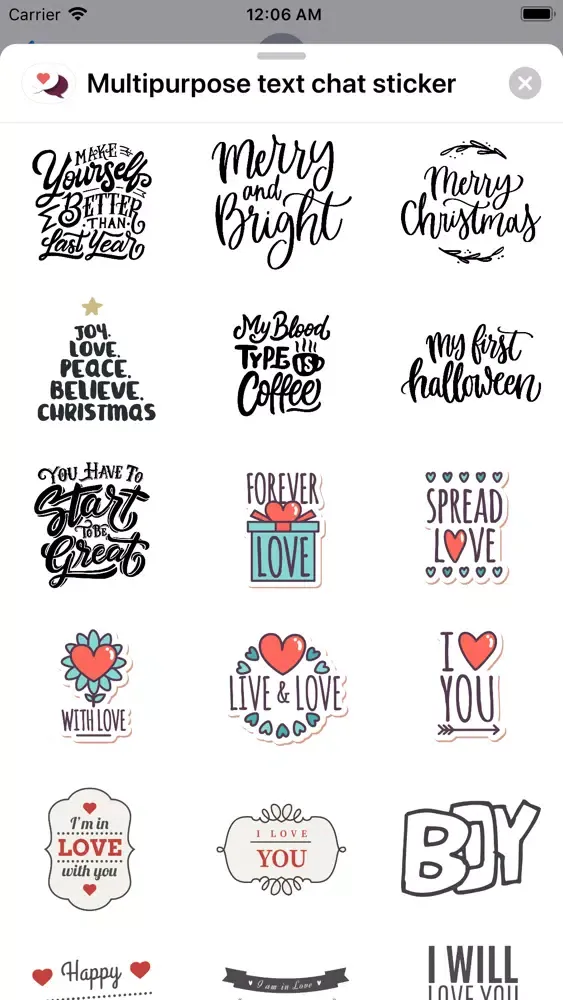 ภาพหน้าจอของ Multipurpose text chat sticker