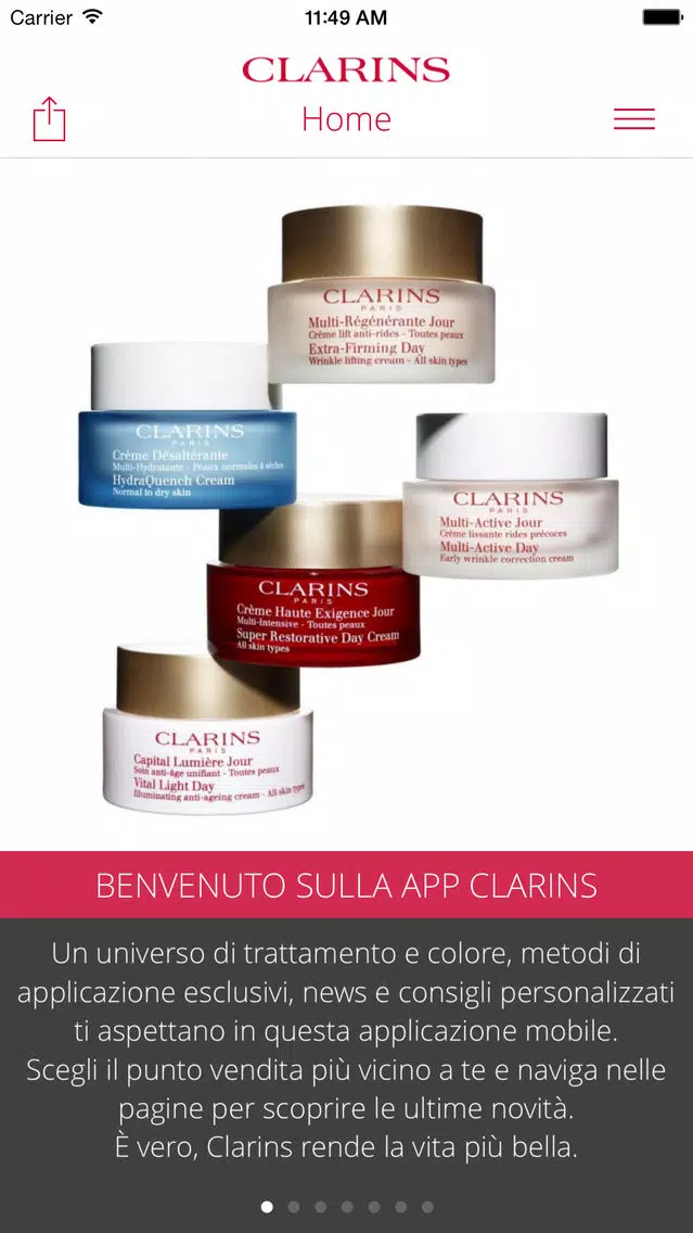 Zrzuty ekranu Clarins Italia