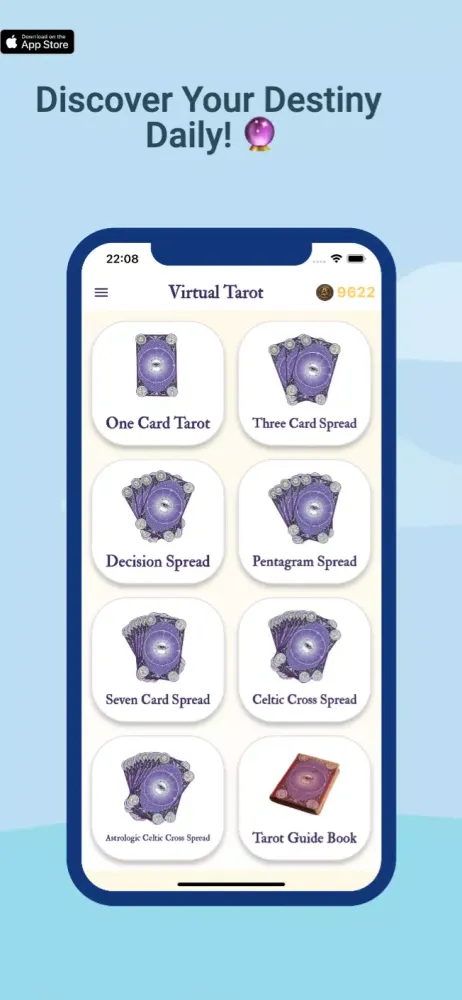 Capturas de tela do Tarot Card Reading