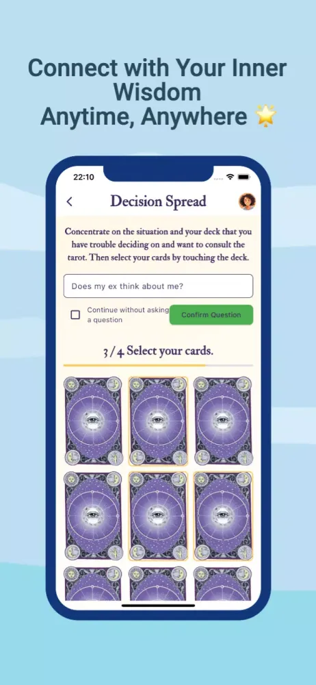 Capturas de tela do Tarot Card Reading