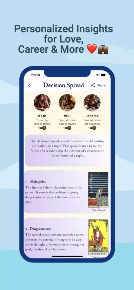 Capturas de tela do Tarot Card Reading