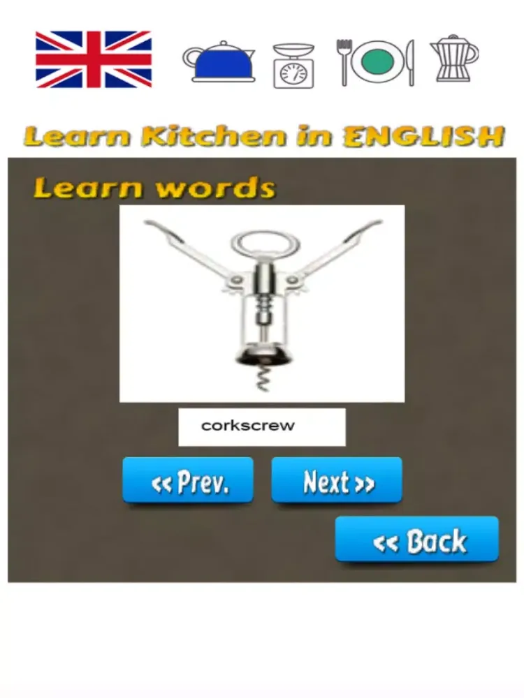 Learn Kitchen Words in English Language iPad  Screenshots